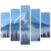 80 x 42 TOTAL - Mount Fuji, Japan during winter Canvas Print. 5 Panel Diamond Split Wall art. Purple Green view 1
