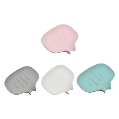 4pcs Silicone Soap Holders for Self-draining Storage Creative Soap Dish Stylish Design and Easy to Clean for Bathroom and Kitchen Use