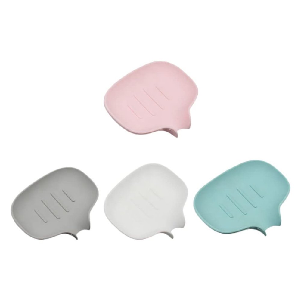 4pcs Silicone Soap Holders for Self-draining Storage Creative Soap Dish Stylish Design and Easy to Clean for Bathroom and Kitchen Use