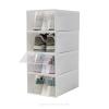 TFCFL 20 Pack Translucent Shoe Storage Boxes, Clear Plastic Stackable Shoe Boxes, Foldable Sneaker Display Drawer, Front Opening Storage Bins Shoe Container Organizer for Closet, Space Saving view 2