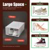 TFCFL 20 Pack Translucent Shoe Storage Boxes, Clear Plastic Stackable Shoe Boxes, Foldable Sneaker Display Drawer, Front Opening Storage Bins Shoe Container Organizer for Closet, Space Saving view 4