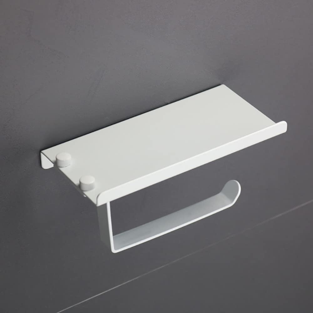 Aluminium Toilet Paper Rack Roll Paper Holder Waterproof Phone Holder Wall Mounted Punch Free Bath Soap Towel Shelf,White,China