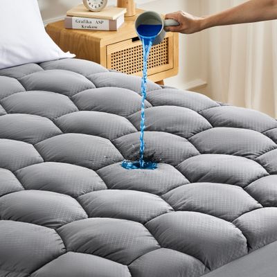 Sonive Waterproof Mattress Protector Twin XL, Deep Pocket up to 21'' Grey