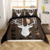 Camo American Flag Duvet Cover Twin Size, Brown Deer and Trees Silhouette Natural Style Bedding Comforter with 1 Pillowcase, 2pcs USA Flag Camouflage Bedding Set for Kids Boys Room view 2