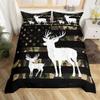 Camouflage USA Flag Bedding Comforter King Size, Brown Camo Deer Antlers and Trees Print Natural Duvet Cover for Girls Teens Man Present, American Flag Soft Bedding Set with 2 Pillowcases view 1