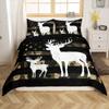 Camouflage USA Flag Bedding Comforter King Size, Brown Camo Deer Antlers and Trees Print Natural Duvet Cover for Girls Teens Man Present, American Flag Soft Bedding Set with 2 Pillowcases view 2