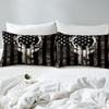Boys Camo American Flag Duvet Cover Twin Size, Gray Deer Antlers Animal Silhouette Natural Bedding Comforter with 1 Pillowcase, Camouflage USA Flag Rustic Hunting Bedding Set for Kids Room Decor view 3