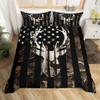 Boys Camo American Flag Duvet Cover Twin Size, Gray Deer Antlers Animal Silhouette Natural Bedding Comforter with 1 Pillowcase, Camouflage USA Flag Rustic Hunting Bedding Set for Kids Room Decor view 4