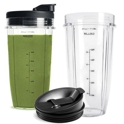 24OZ Cups BN401, SS101, BN400, BN800, BN801 For Ninja Nutri Blender, SS351, SS151 TWISTi DUO Replacement Cups, with Upgraded Sip and Seal Lids- Convenient to Drink Directly.(2 Pack)