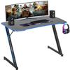 BestOffice Gmaing Desk Z Shaped 47 inch Gaming Workstation Ergonomic Gaming Table PC Computer Desk with Headphone Hook for Game Players, Blue view 1