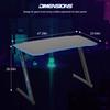 BestOffice Gmaing Desk Z Shaped 47 inch Gaming Workstation Ergonomic Gaming Table PC Computer Desk with Headphone Hook for Game Players, Blue view 3