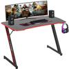 BestOffice Gmaing Desk Z Shaped 47 inch PC Computer Desk Computer Workstation Ergonomic Gaming Table with Headphone Hook for Game Players, Red view 1