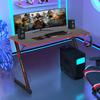 BestOffice Gmaing Desk Z Shaped 47 inch PC Computer Desk Computer Workstation Ergonomic Gaming Table with Headphone Hook for Game Players, Red view 2