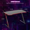BestOffice Gmaing Desk Z Shaped 47 inch PC Computer Desk Computer Workstation Ergonomic Gaming Table with Headphone Hook for Game Players, Red view 3