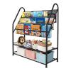 aboxoo Metal Kids Bookshelf Black Large Freestanding for Children Room 32 in Toy Organizer Large Stable Bookcase Bookstore Library Book Unit Storage Kids Bed Living Room view 1