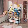 aboxoo Metal Kids Bookshelf Black Large Freestanding for Children Room 32 in Toy Organizer Large Stable Bookcase Bookstore Library Book Unit Storage Kids Bed Living Room view 4