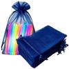 Jwenic 100 Count Sheer Organza Mesh Drawstring Gift Bags 5x7 Inch Navy Blue view 1