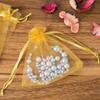 Jwenic 100 Count Sheer Organza Mesh Drawstring Gift Wrap Bags 4x6 Inch Gold view 2