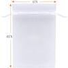 Jwenic 100pc Sheer Organza Mesh Drawstring Gift Goodie Bags 4x6 Inch White view 3