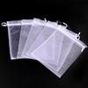Jwenic 100pc Sheer Organza Mesh Drawstring Gift Goodie Bags 4x6 Inch White view 4
