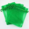 Jwenic 100pc Sheer Organza Mesh Drawstring Gift Favors Bags 5x7 Inch Green view 4