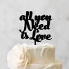 All You Need Is Love Cake Topper Anniversary Married Cake Toppers For Wedding Bride And Groom Cake Topper For Wedding Mr & Mrs Wedding Cake Topper Funny Wedding Topper Acrylic Black view 3