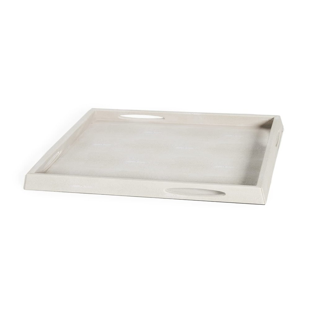 Two's Company Pearl White Stingray Decor Rectangle Tray, 17.5"
