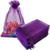 Jwenic 100 Count Sheer Organza Mesh Drawstring Gift Bags 4x6 Inch Purple view 1