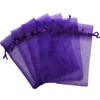 Jwenic 100 Count Sheer Organza Mesh Drawstring Gift Bags 4x6 Inch Purple view 4