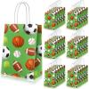 Lewtemi 30 Pcs Sports Party Favors Bags Football Goodie Gift Bag with Handles for Soccer Football Basketball Baseball, Sports Themed Gift Bags for Birthday Baby Shower Parties Supplies Decorations view 1