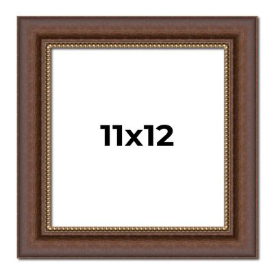 11x12 Frame Brown Beaded Copper Solid Wood Picture Frame Width 2 Inches | Interior Frame Depth 0.5 Inches | Marron Photo Frame | Complete with UV Acrylic, Foam Board Backing & Hanging Hardware