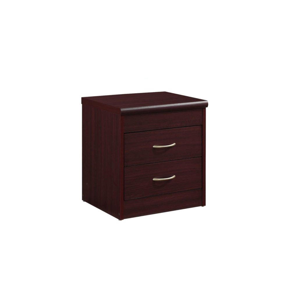 72.75" Mahogany Brown Two Drawer with Ring Pull Nightstand