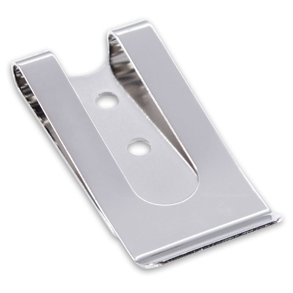 HolsterSmith - Universal Metal Belt Clip - fits up to 2.0 inch Belts - Nickel Polished Finish 1 Pack - for KYDEX Holsters, Sheaths, Cell Phone Cases, Money Clips