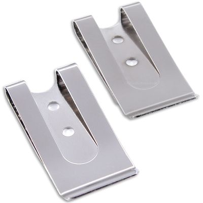 HolsterSmith - Universal Metal Belt Clip - fits up to 2.0 inch Belts - Nickel Polished Finish 2 Pack - for KYDEX Holsters, Sheaths, Cell Phone Cases, Money Clips