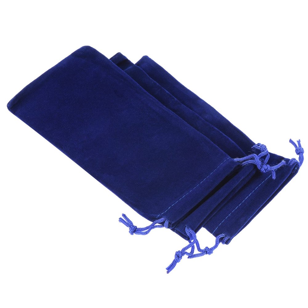 PATIKIL 17x8cm Microfiber Pouch, 3Pcs Soft Storage Drawstring Gift Bag for Glasses Wedding, Dark Blue