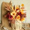 AUSBENDER 2Packs Artificial Faux Flowers Plant Silk 17.3" Fall Flower Arrangement Boho Style Bouquets Floral Rustic Decoration Table Centerpieces for Home Kitchen (Autumn Sunset Red Orange) view 2