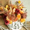 AUSBENDER 2Packs Artificial Faux Flowers Plant Silk 17.3" Fall Flower Arrangement Boho Style Bouquets Floral Rustic Decoration Table Centerpieces for Home Kitchen (Autumn Sunset Red Orange) view 3