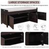 VilroCaz Multi-Purpose Storage Bench with 3 Shutter-Shaped Doors and Removable Cushion, Wooden Shoe Bench Entryway Storage Cabinet, Large Storage Space (Espresso) view 4