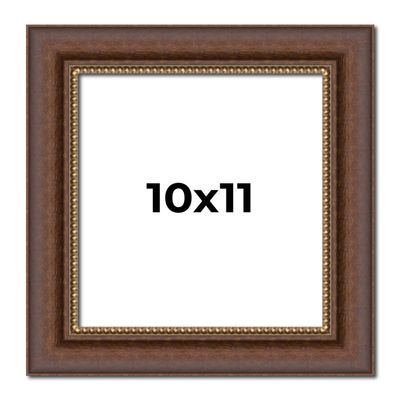 10x11 Frame Brown Beaded Copper Solid Wood Picture Frame Width 2 Inches | Interior Frame Depth 0.5 Inches | Marron Photo Frame | Complete with UV Acrylic, Foam Board Backing & Hanging Hardware