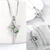 Minicremation Cremation Jewelry Urn Necklaces for Ashes Crystal Butterfly Cross Memorial Pendant for Women Girl Keepsake Gifts Funeral Cross Urn Locket(Green) view 3