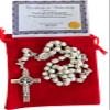 Holy Land Market Medjugorje Stone Rosary - Hand-Carved Apparition Hill Stones, Our Lady Medjugorje, 20 in, Silver Beads view 1