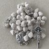 Holy Land Market Medjugorje Stone Rosary - Hand-Carved Apparition Hill Stones, Our Lady Medjugorje, 20 in, Silver Beads view 3