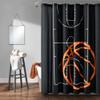 Lush Decor Basketball Game Shower Curtain, 72" W x 72" L, Black & Orange - Kids Sports Themed Bathroom Decor view 1