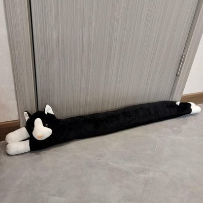 Dewarfami Animal Fabric Under Door Draft Stopper Weather Stripping Sound Proof Bottom Seal Heavy Duty Reduce Noice (Cat)