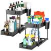 2 Pack Under Sink Organizer with Pull-Out Drawer, 2-Tier Cabinet Storage for Kitchen & Bathroom, Tool-Free Assembly, Fits Cleaning Supplies & Toiletries, Space Saving for Small Cabinets, Black view 1