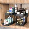 2 Pack Under Sink Organizer with Pull-Out Drawer, 2-Tier Cabinet Storage for Kitchen & Bathroom, Tool-Free Assembly, Fits Cleaning Supplies & Toiletries, Space Saving for Small Cabinets, Black view 2