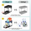 2 Pack Under Sink Organizer with Pull-Out Drawer, 2-Tier Cabinet Storage for Kitchen & Bathroom, Tool-Free Assembly, Fits Cleaning Supplies & Toiletries, Space Saving for Small Cabinets, Black view 4
