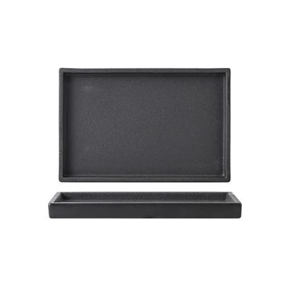 KUYWLMKMZZ Ceramic Tray Rectangular Water Tray Thickened Flower Pot Bottom Succulent Flower Pot Ornament Tray (Color : Black, Size : Large)