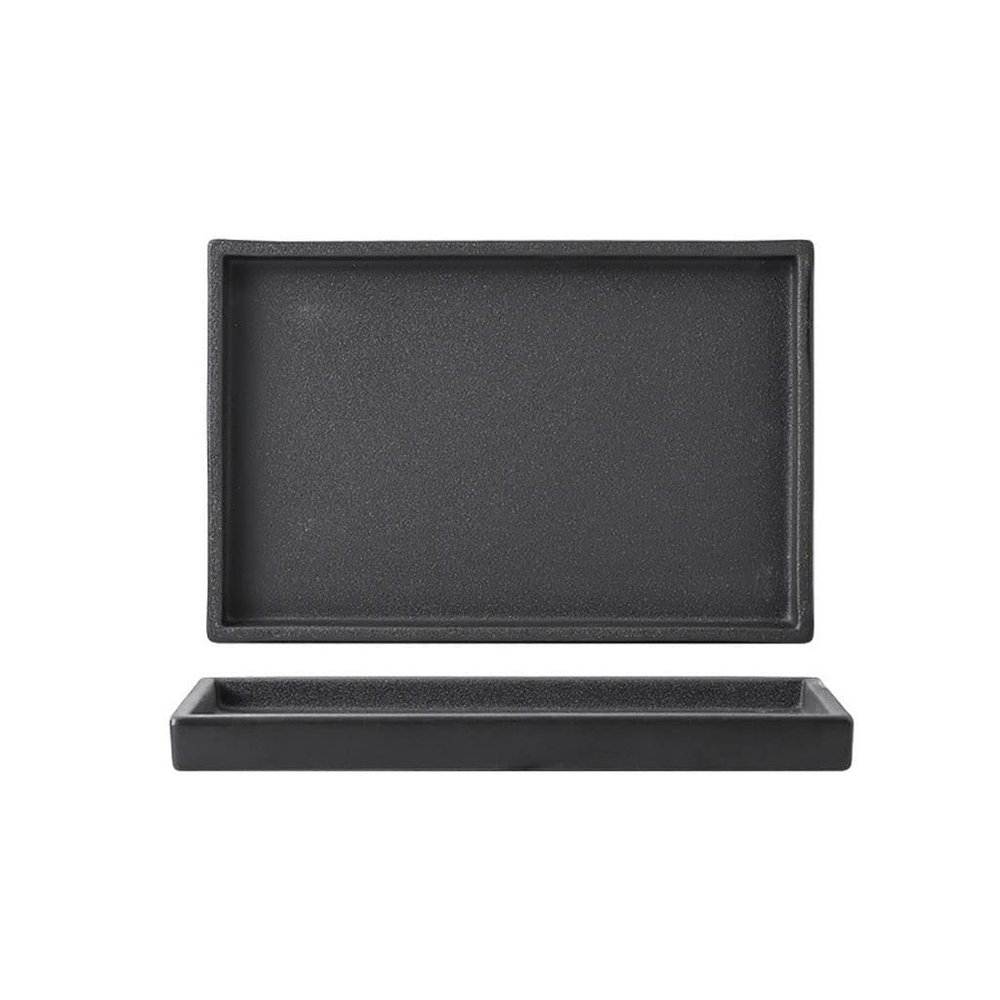 KUYWLMKMZZ Ceramic Tray Rectangular Water Tray Thickened Flower Pot Bottom Succulent Flower Pot Ornament Tray (Color : Black, Size : Large)