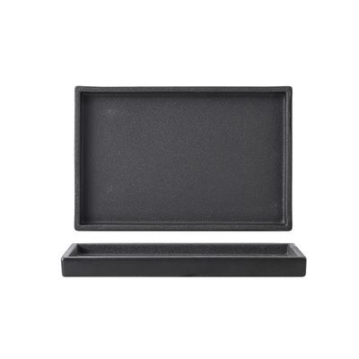 KUYWLMKMZZ Ceramic Tray Rectangular Water Tray Thickened Flower Pot Bottom Succulent Flower Pot Ornament Tray (Color : Black, Size : Small)
